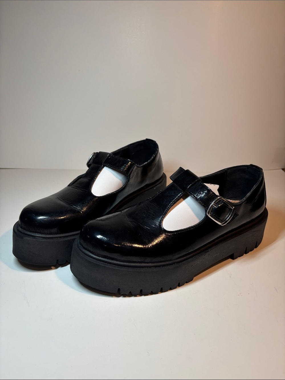 Pink Floyd Black Patent Platform Mary Jane Shoes